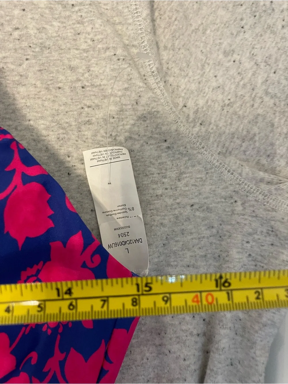 Bright‎ Floral Tie-Front Bikini Top Swim - Pink & Navy Large NWT